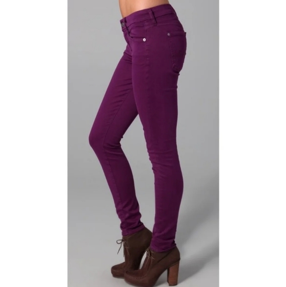 7FAMK Gwenevere Skinny Jeans Purple Mauve Size 27/ 4 - Picture 11 of 12